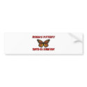 Monarch Butterfly trapped in a human body bumper stickers by AnimalShirts Monarch Butterfly trapped in a human body bumper stickers