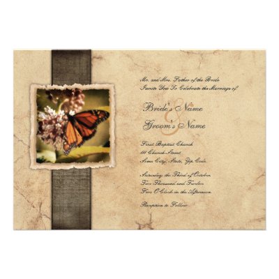 Monarch Butterfly Vintage Wedding Invitations