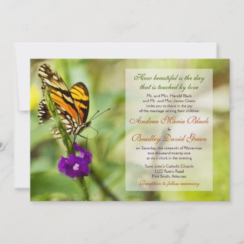 Monarch Butterfly Wedding Invitation invitation