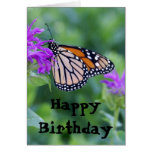 Monarch on Purple Flower, Happy Birthday Card