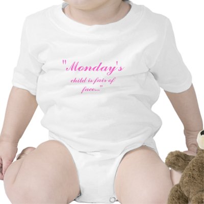 &quot;Monday&#39;s, child is fair of face We all should remember this one! A classic Nursery Rhyme about the day your child was born.