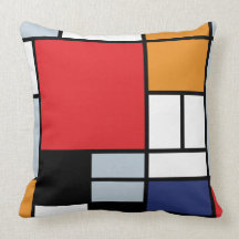 Mondrian Composition with Large Red Plane Pillows