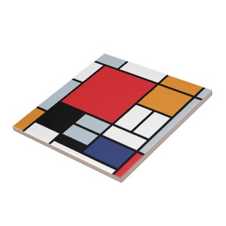 Mondrian - Composition With Large Red Plane Ceramic Tiles