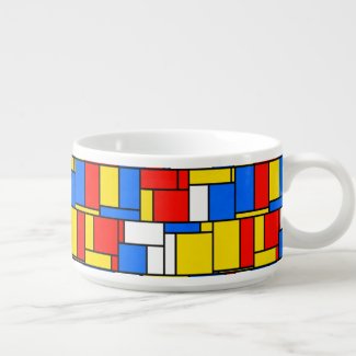 Mondrian Inspired Style Red Blue Yellow Pattern Chili Bowl