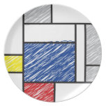 Mondrian Mad Scribbles Minimalism De Stijl Plate