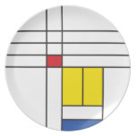 Mondrian Minimalist De Stijl Art Composition Plate