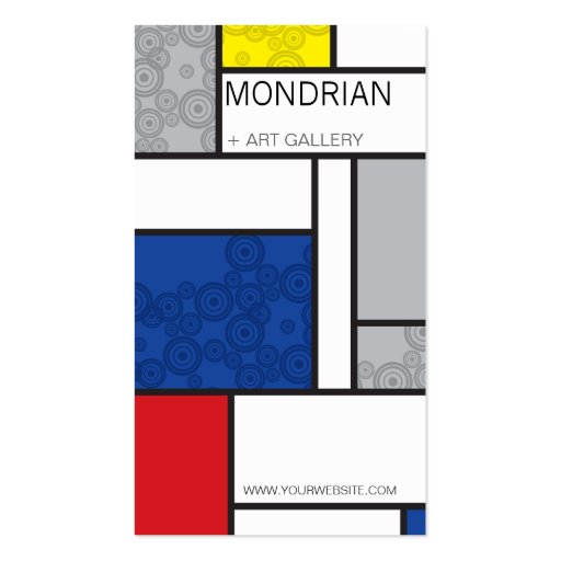 Mondrian Minimalist De Stijl Art Retro Circles Business Cards (front side)