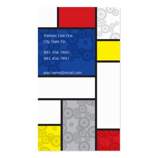 Mondrian Minimalist De Stijl Art Retro Circles Business Cards (back side)