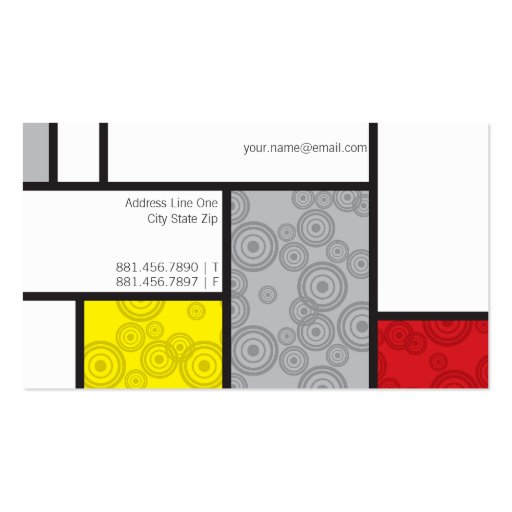 Mondrian Minimalist De Stijl Art Retro Circles Business Card (back side)