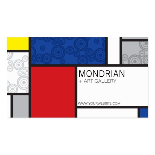 Mondrian Minimalist De Stijl Art Retro Circles Business Card (front side)