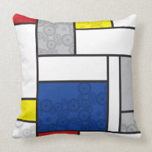 Mondrian Minimalist De Stijl Art Retro Circles Pillow