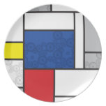 Mondrian Minimalist De Stijl Art Retro Circles Party Plates