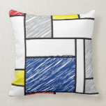 Mondrian Minimalist De Stijl Art Scribbles Pillow 
