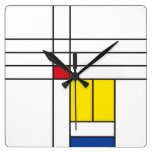 Mondrian Minimalist De Stijl Modern Art  Clock