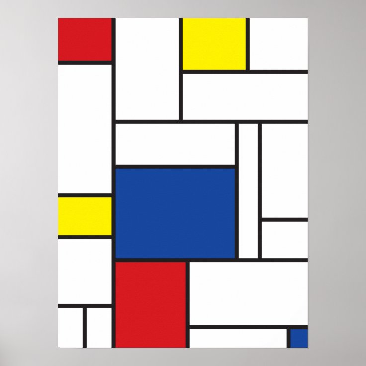 Mondrian Minimalist Geometric De Stijl Modern Art Poster Zazzle