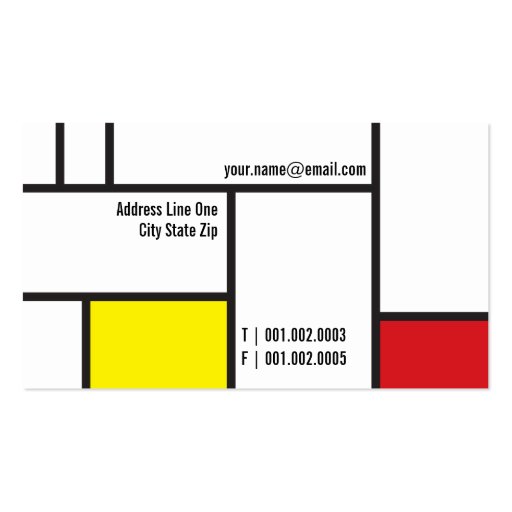 Mondrian Modern Art De Stijl Minimalist Abstract Business Card (back side)