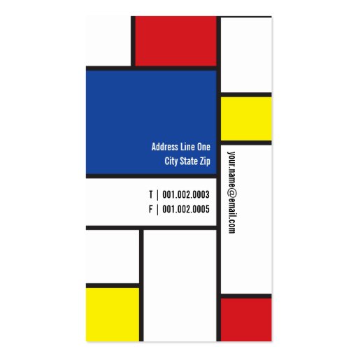 Mondrian Modern Art De Stijl Minimalist Abstract Business Cards (back side)