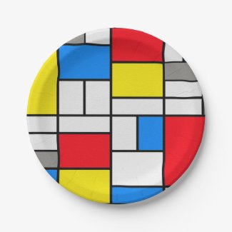 Mondrian Theme Elegant Plate 7 Inch Paper Plate