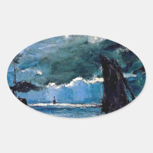 Monet A Seascape Shipping Oval Sticker