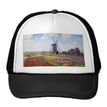 Monet Field of Tulips With Windmill Hat
