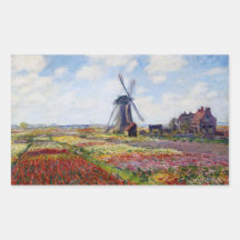 Monet Field of Tulips With Windmill Stickers