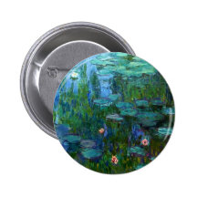 Monet Nympheas Water Lilies Button