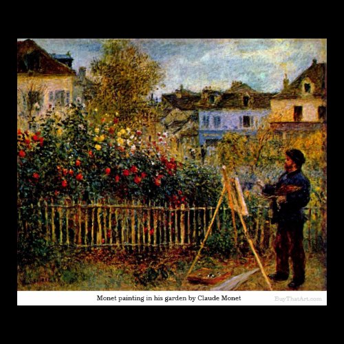 Monet painting in his garden by Claude Monet Poster