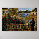 Monet Painting In His Garden In Argenteuil Posters