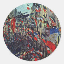 Monet - Rue Saint-Denis on the National Holiday Round Sticker