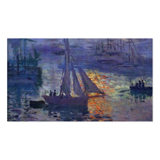 Monet sunrise at sea sailboat painting boating art business card templates