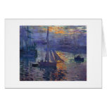 Monet sunrise at sea sailboat painting boating art card