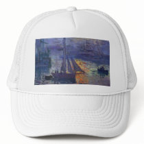 Monet sunrise at sea sailboat painting boating art hat