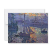 Monet sunrise at sea sailboat painting boating art personalized announcements