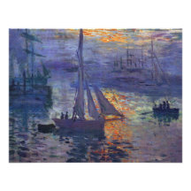 Monet sunrise at sea sailboat painting boating art personalized announcements