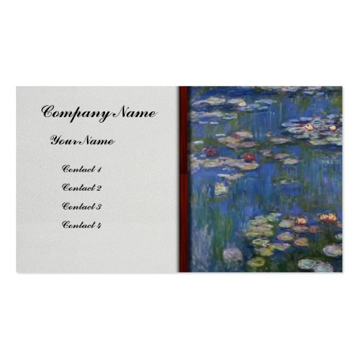 Monet- Water Lilies Business Card Template (front side)
