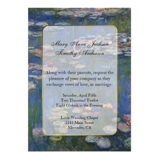 Monet Water Lilies Wedding Invitation
