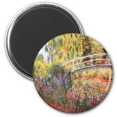Monet's Bridge and Flowers Magnet