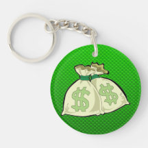 Money Bags; Green Acrylic Keychain