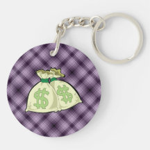 Money Bags; Purple Acrylic Keychain