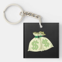 Money Bags; Sleek Square Acrylic Keychain
