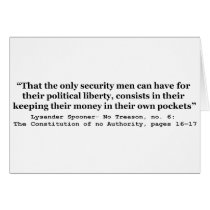 Money in the Hands of Government Lysander Spooner Greeting Cards