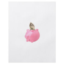 Money out of a piggy bank flyer design