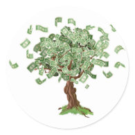 Money savings tree round sticker