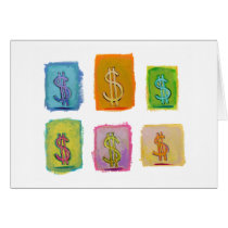 Money wealth abundance economics fun happy art greeting card