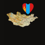Mongolia Flag Heart Map Fitted AA T-Shirt