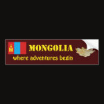 Mongolia Flag Map Text Bumper Sticker