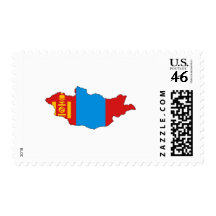 Mongolia flag map stamp