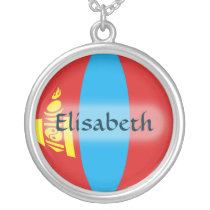 Mongolia Flag + Name Necklace