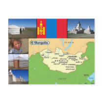 Mongolia map post cards