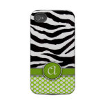 Mongrammed Zebra Print iPhone 4 Case-Mate Tough